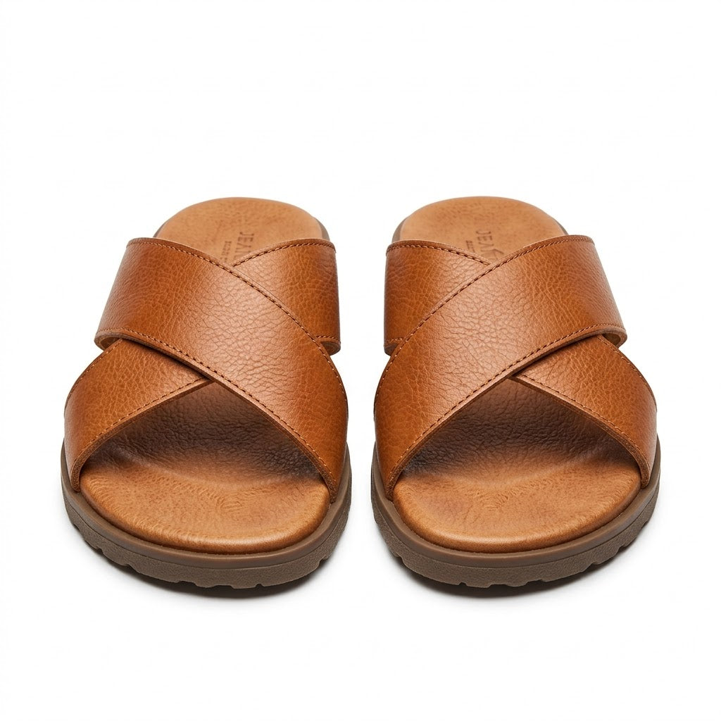 Handcrafted Leather Cross-Strap Sandals