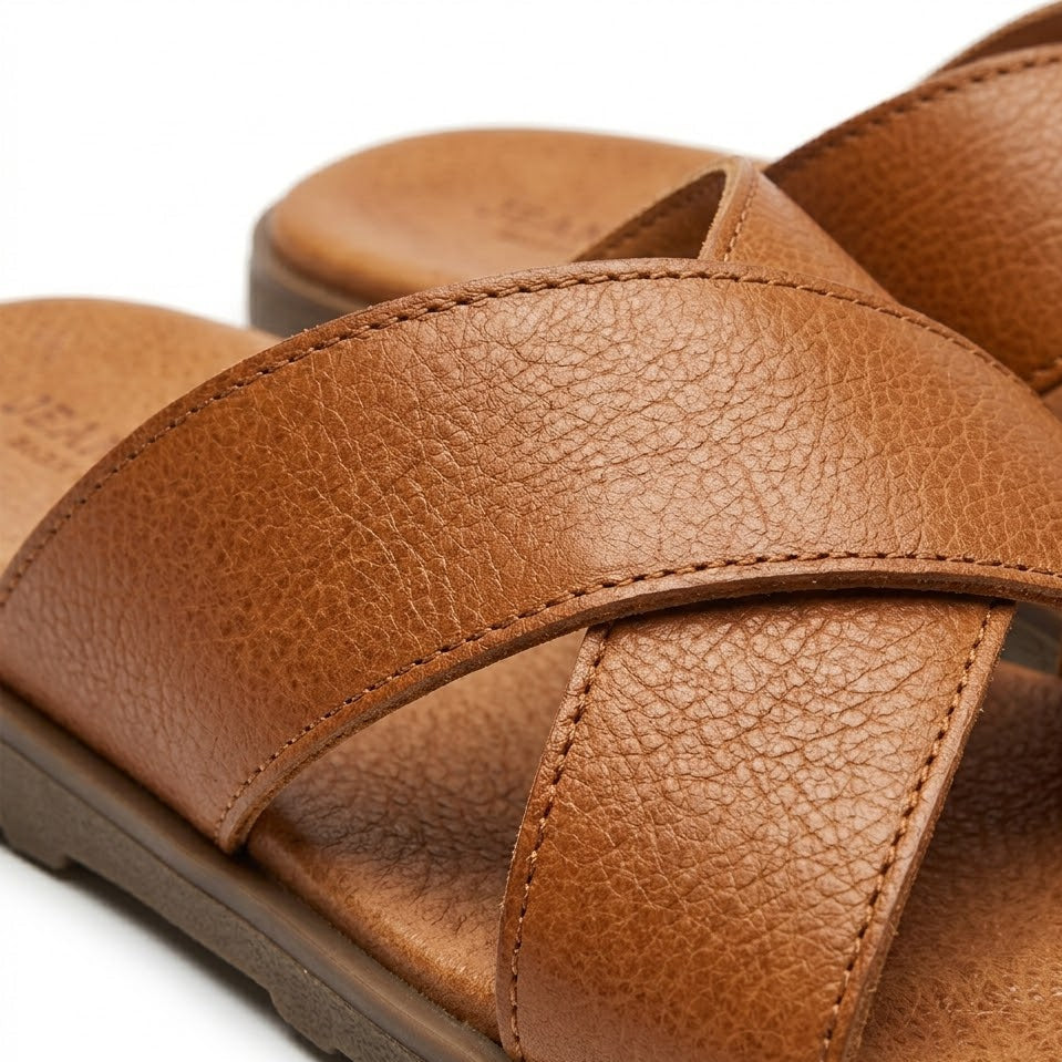 Handcrafted Leather Cross-Strap Sandals